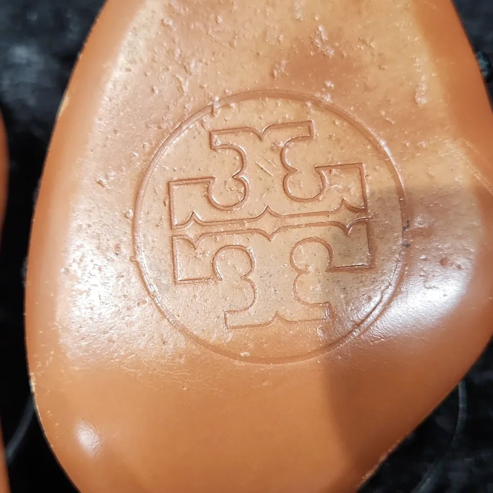 Tory Burch Black Satin and Crystal's with Leather sole Size 38.5 - Picture 11 of 11